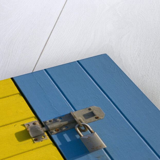 Padlock on beach hut door, Close-up, Littlehampton England by Assaf Frank